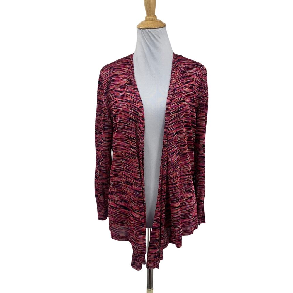 Nic + Zoe Cardigan Womens M Medium Multi 3/4 Sleeve Open Front Space Dye Sweater